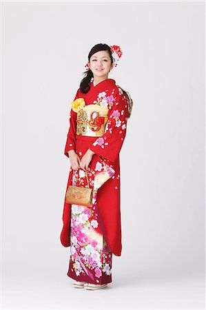 portraits of japanese women - Girl In Kimono Posing Stock Photo - Rights-Managed, Code: 859-06617607