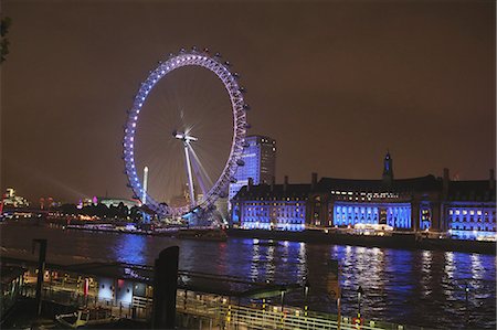 projecting (something protruding) - London Eye and river Thames,  England Foto de stock - Con derechos protegidos, Código: 859-06711072