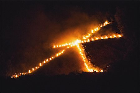 Traditional mountain fire at Kyoto Gozan, Kyoto Prefecture Photographie de stock - Rights-Managed, Code: 859-06711102