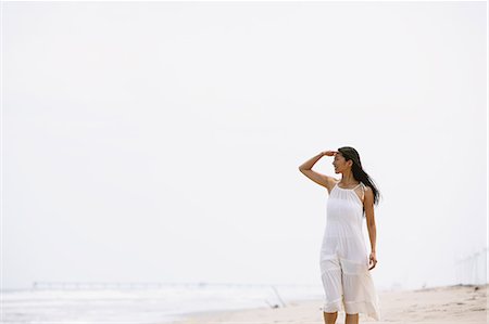 Woman in a white dress on the beach Stock Photo - Rights-Managed, Code: 859-06808567
