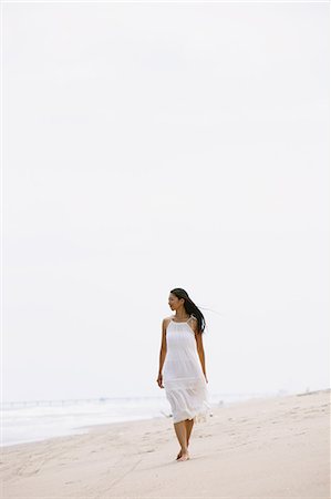 Woman in a white dress on the beach Stock Photo - Rights-Managed, Code: 859-06808589