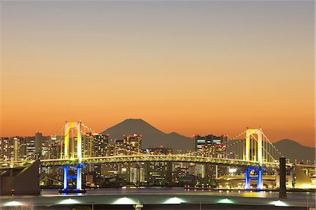 rainbow bridge - Mt. Fuji And Rainbow Bridge, Tokyo, Japan Foto de stock - Con derechos protegidos, Código: 859-07283724