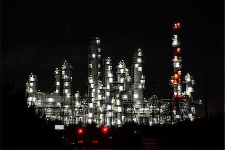 factory at night - Ibaraki Prefecture, Japan Foto de stock - Con derechos protegidos, Código: 859-07356298