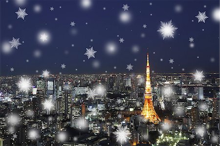 romance winter night - Tokyo illustration Stock Photo - Rights-Managed, Code: 859-07356354