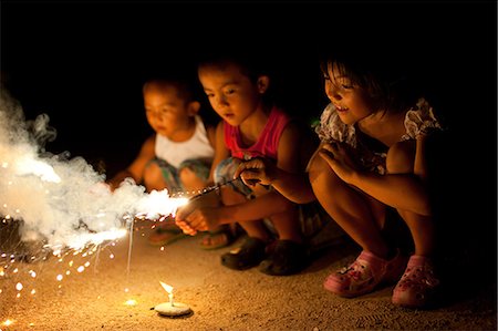 fireworks children - Japanese kids in the countryside Stock Photo - Rights-Managed, Code: 859-07356414