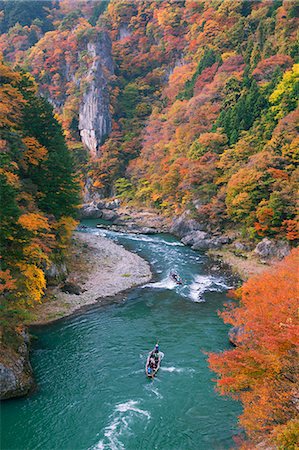 riverboat (non paddle wheeler) - Autumn colors, Japan Foto de stock - Con derechos protegidos, Código: 859-07495578