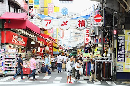 stores in outdoor mall - Ueno, Tokyo, Japan Stock Photo - Rights-Managed, Code: 859-08359587