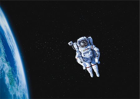 espacio sideral - CG astronaut in space Foto de stock - Con derechos protegidos, Código: 859-08384611