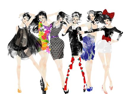 fashion full body models - Modern illustration Stock Photo - Rights-Managed, Code: 859-08481595