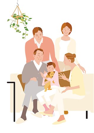 family indoors pet - Modern illustration Stock Photo - Rights-Managed, Code: 859-08481647