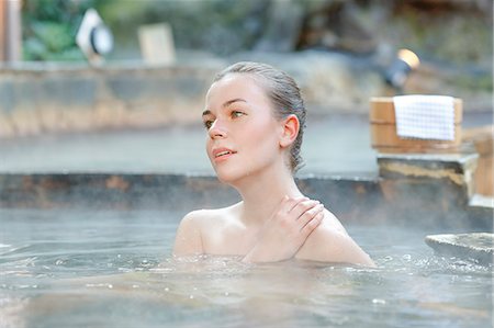 saturated - Caucasian woman bathing at traditional hot spring, Tokyo, Japan Stock Photo - Rights-Managed, Code: 859-08993807