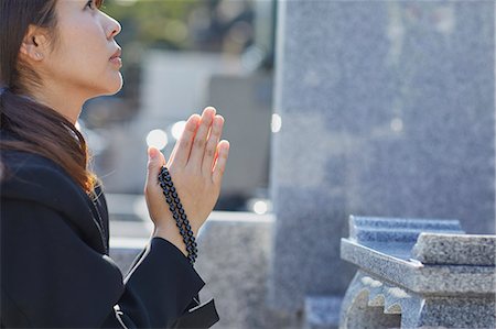 Japanese woman at a cemetery Stock Photo - Rights-Managed, Code: 859-09155356