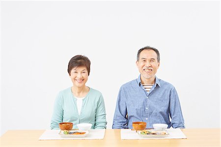 Japanese senior couple eating healty food Stock Photo - Rights-Managed, Code: 859-09155455