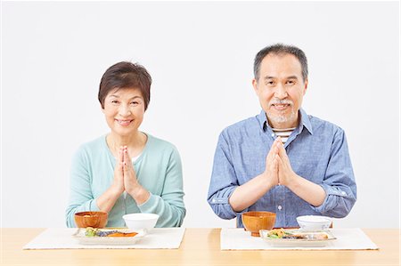 Japanese senior couple eating healty food Stock Photo - Rights-Managed, Code: 859-09155452