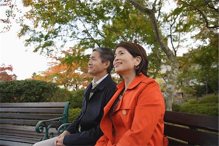 senior couple candid outdoors - Side view of a middle-aged couple sitting together Stock Photo - Rights-Managed, Code: 859-03038545