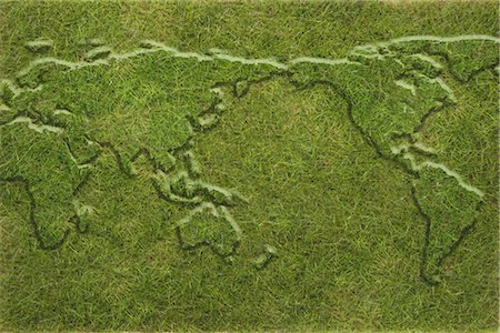 World map on green grass Stock Photo - Rights-Managed, Code: 859-03038665