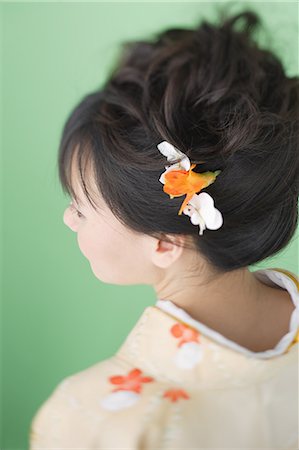 Japanese Woman with Hair Bun Stock Photo - Rights-Managed, Code: 859-03038696