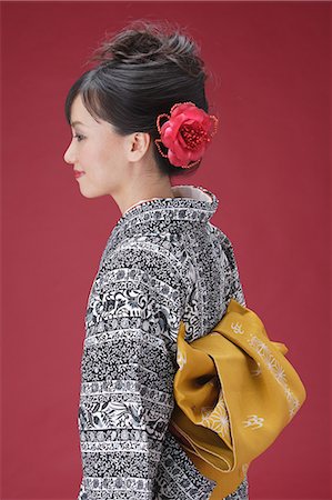 red dressing - Japanese Woman Wearing Kimono Stock Photo - Rights-Managed, Code: 859-03038716