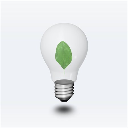 Light bulb with green leaf showing energy crisis Foto de stock - Con derechos protegidos, Código: 859-03038783