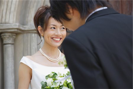 string of pearls for wedding - Newly Married Couple Stock Photo - Rights-Managed, Code: 859-03039077