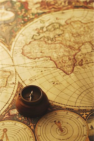 Compass on map Stock Photo - Rights-Managed, Code: 859-03039349