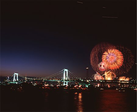 Feux d'artifice à Tokyo la nuit Photographie de stock - Rights-Managed, Code: 859-03039922