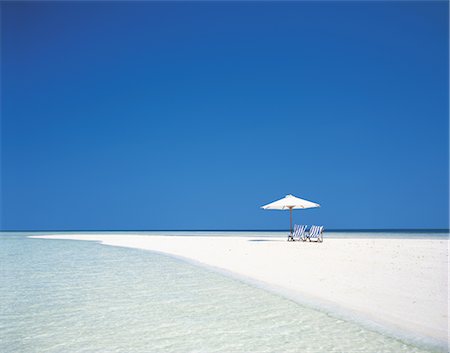 Beach Landscape,Umbrella and Chairs Stock Photo - Rights-Managed, Code: 859-03040270