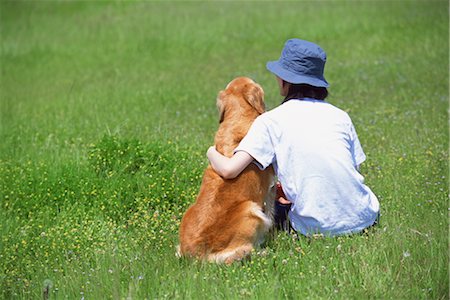 dog walk asian - Dog and Woman In Field Stock Photo - Rights-Managed, Code: 859-03041050