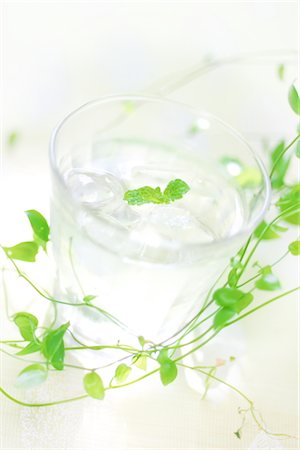 fresh glass of ice water - Close-Up Of A Glass Of Water With Mint Leaves Stock Photo - Rights-Managed, Code: 859-03041254