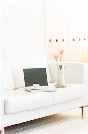 disk flower - White Laptop On A White Sofa Stock Photo - Rights-Managed, Code: 859-03041429