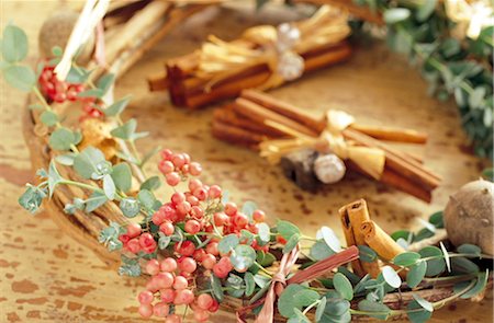 simsearch:859-03041462,k - Wreath Made With Berries And Cinnamon Sticks Stock Photo - Rights-Managed, Code: 859-03041566