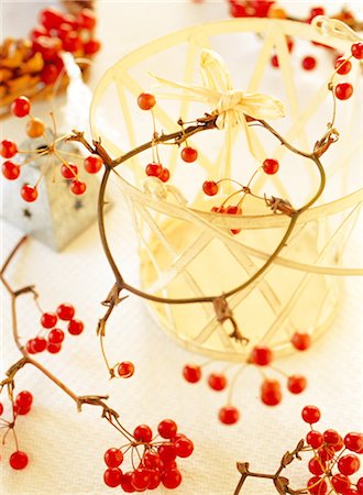 red ribbon and plant - Wreath Made With Berries Stock Photo - Rights-Managed, Code: 859-03041570