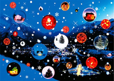 Abstract Image Of Christmas Scenes In Spheres Stock Photo - Rights-Managed, Code: 859-03041780