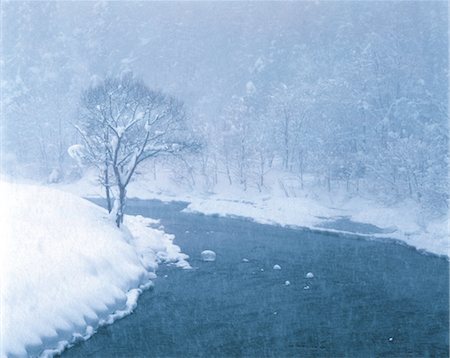 Winter-Blick auf den Fluss im Wald Stockbilder - Lizenzpflichtiges, Bildnummer: 859-03042364