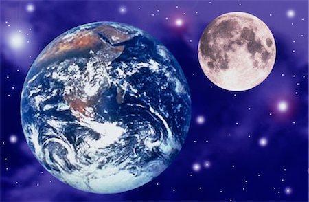 earth from space - Digital Image of Earth and Moon in Space Stock Photo - Rights-Managed, Code: 859-03043567