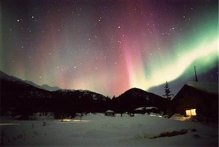 simsearch:859-03043645,k - Aurora Borealis over Mountain Stock Photo - Rights-Managed, Code: 859-03043626