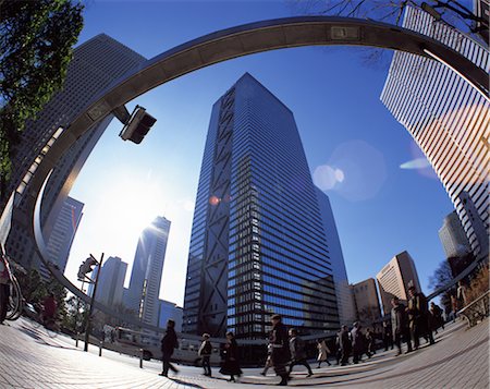 sky scraper fisheye - Urban Croossing Foto de stock - Con derechos protegidos, Código: 859-03194224