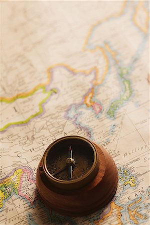 Old Map And Compass Stock Photo - Rights-Managed, Code: 859-03598978