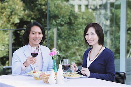 spaghetti table - Couple Eating At Terrace Stock Photo - Rights-Managed, Code: 859-03599592