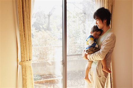 sleeping japanese baby - Father Holding Child Stock Photo - Rights-Managed, Code: 859-03599669