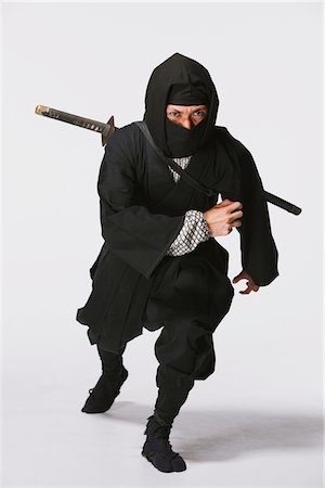 schwert - Studioaufnahme der Ninja auf weißem Hintergrund Stockbilder - Lizenzpflichtiges, Bildnummer: 859-03730726