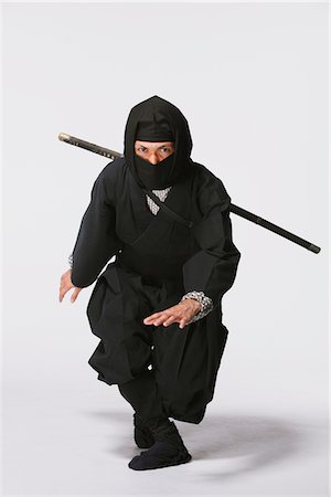 simsearch:859-03730741,k - Studio Shot of Ninja on White Background Foto de stock - Direito Controlado, Número: 859-03730727