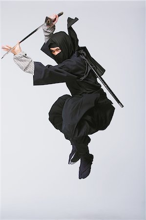 surprised people white background - Ninja Leaping With Sword Stock Photo - Rights-Managed, Code: 859-03730768