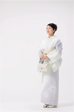purse full body white background - Woman Wearing Kimono Stock Photo - Rights-Managed, Code: 859-03779928