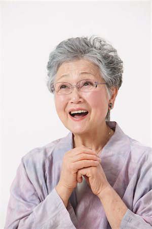 senior happy studio shot - Happy Smiling Senior Woman Stock Photo - Rights-Managed, Code: 859-03780038