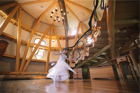 Girl Dancing in Wooden House Stock Photo - Rights-Managed, Code: 859-03781976