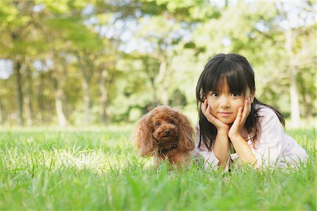 pudel - Mädchen mit kleinen Pudel Hund Stockbilder - Lizenzpflichtiges, Bildnummer: 859-03805792