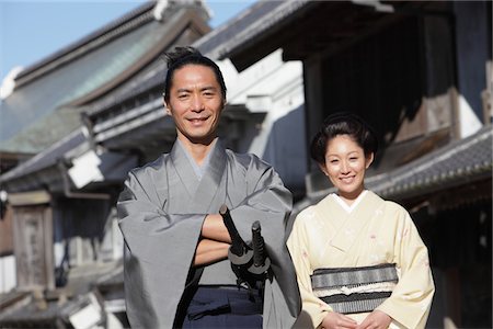 Japanese Couple in Traditional Samurai Wear Stock Photo - Rights-Managed, Code: 859-03811224