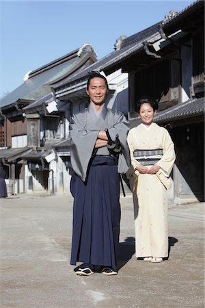 Japanese Couple in Traditional Samurai Wear Stock Photo - Rights-Managed, Code: 859-03811225