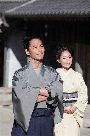 Japanese Couple in Traditional Samurai Wear Stock Photo - Rights-Managed, Code: 859-03811226